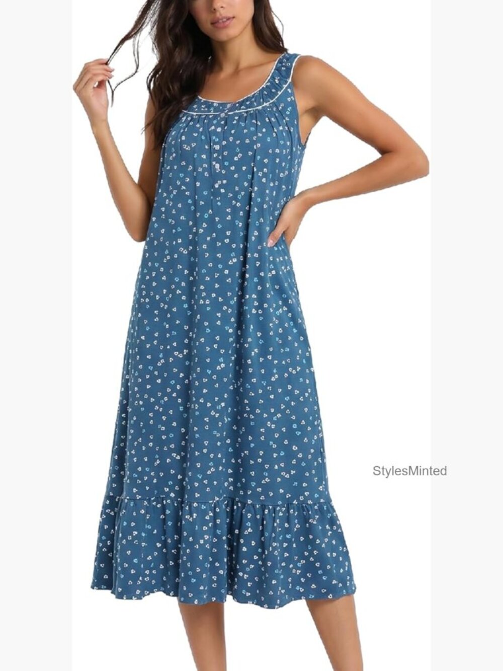 Sleeveless Cotton Nightgown Long Lounge Sleepshirt